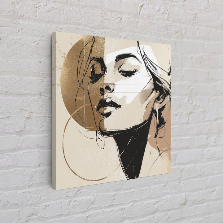Black and White Line Art Salon Figure Framed Canvas Print, Hair Salon Art, Black Wall Art, Living Room Decor, Fine Art, Style, HSA-1x1-7