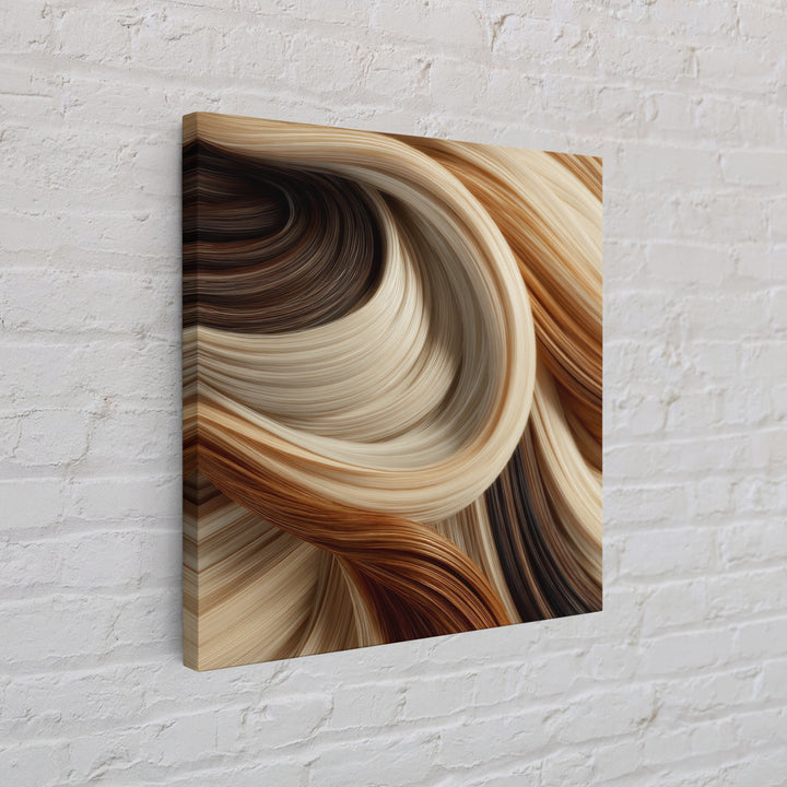 Abstract Hair Strands Forming Elegant Waves Canvas Print, Hair Salon Art, Neutral Decor, Living Room Decor, Abstract Art, Style, HSA-1x1-75
