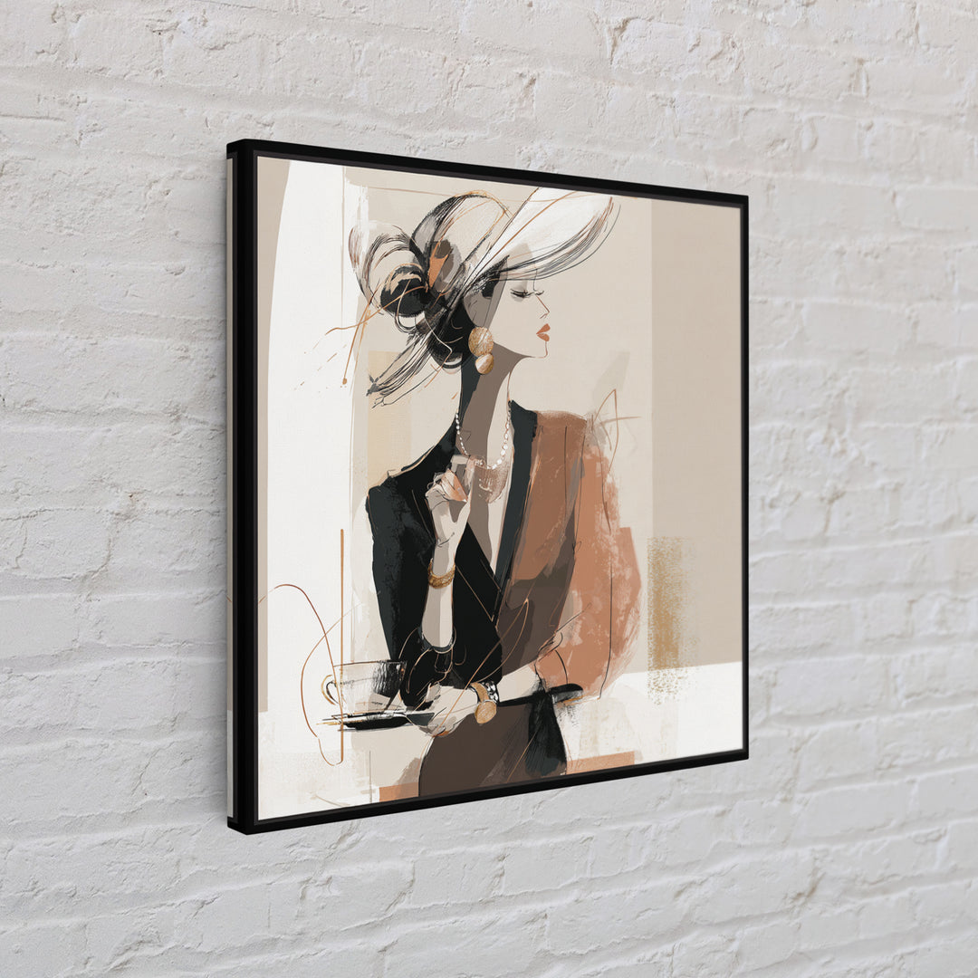 Black and White Line Art Salon Figure Framed Canvas Print, Hair Salon Art, Modern Decor, Living Room Decor, Fine Art, Style, HSA-1x1-79