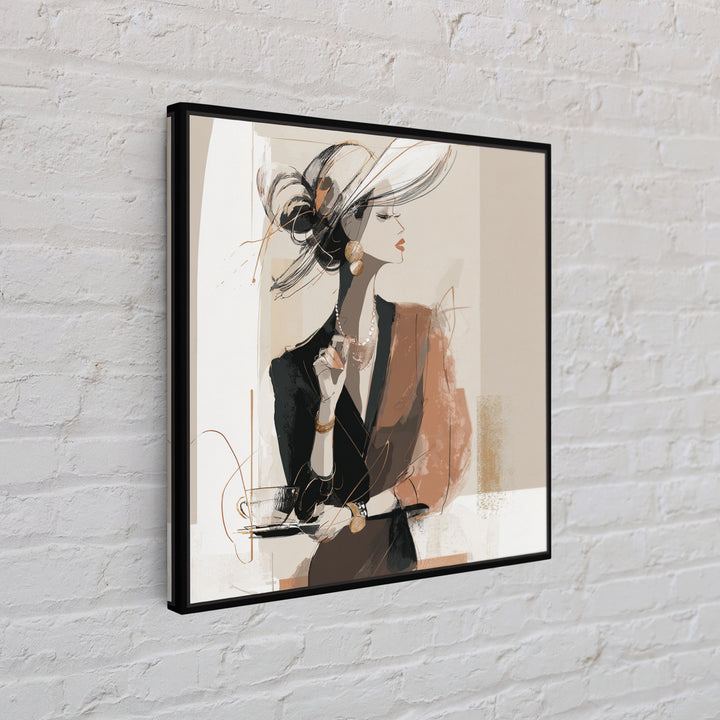 Black and White Line Art Salon Figure Framed Canvas Print, Hair Salon Art, Modern Decor, Living Room Decor, Fine Art, Style, HSA-1x1-79