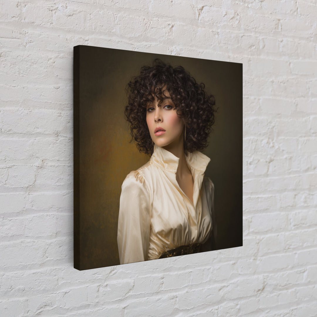 Curly Hair Portrait Canvas Print, Hair Salon Art, Statement Artwork, Living Room Decor, Fine Art, Style, Digital Prints, HSA-1x1-87