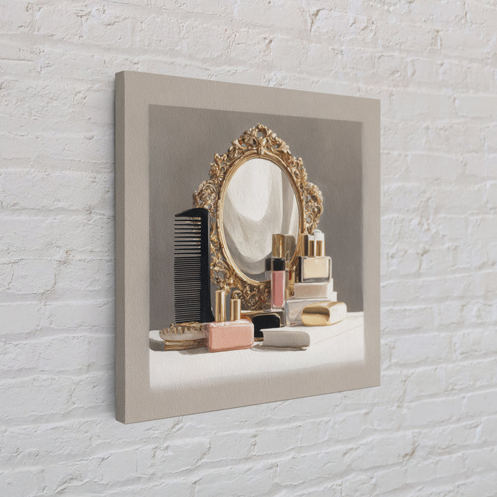 Baroque Mirror and Comb Still Life Canvas Print, Hair Salon Art, Boho Decor, Living Room Decor, Fine Art, Style, Art Print, HSA-1x1-89