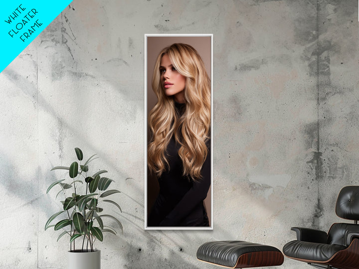 Blonde Waves Painted Canvas Print, Hair Salon Art, Digital Download Art, Living Room Decor, Fine Art, Style, Home Decor, HSA-1x3-100