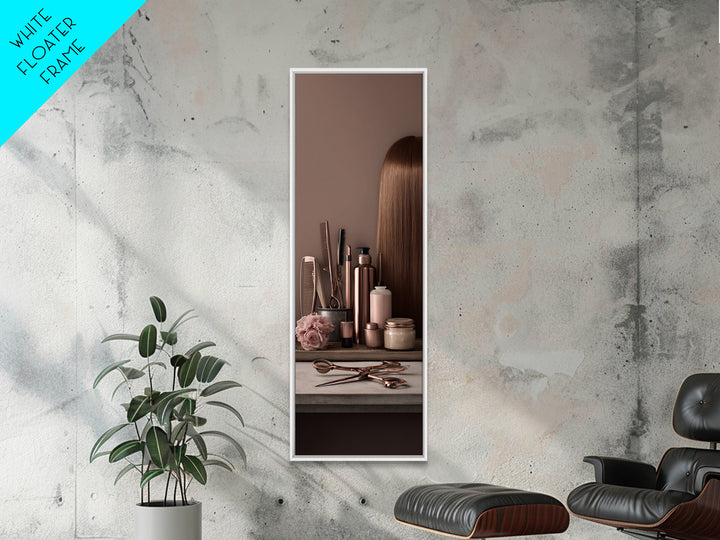 Rose Gold Salon Tool Still Life Canvas Print, Hair Salon Art, Afrocentric Art, Living Room Decor, Style, Statement Artwork, HSA-1x3-2