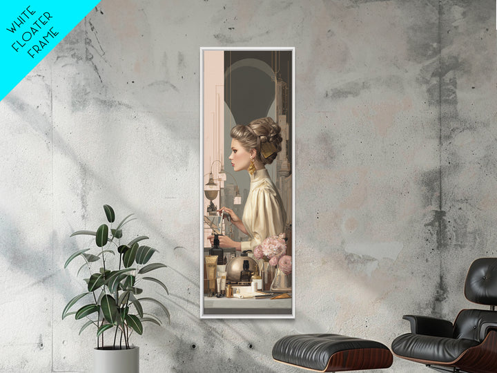 Minimal Female Profile Framed Canvas Print, Hair Salon Art, Luxury Decor, Living Room Decor, Fine Art, Style, HSA-1x3-24
