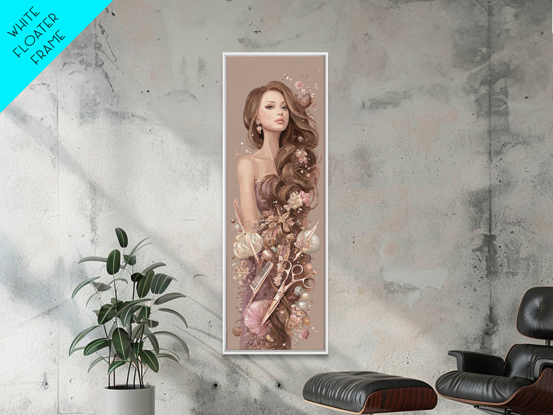 Rose Gold Salon Tool Still Life Canvas Print, Hair Salon Art, Afrocentric Art, Living Room Decor, Style, Statement Artwork, HSA-1x3-26