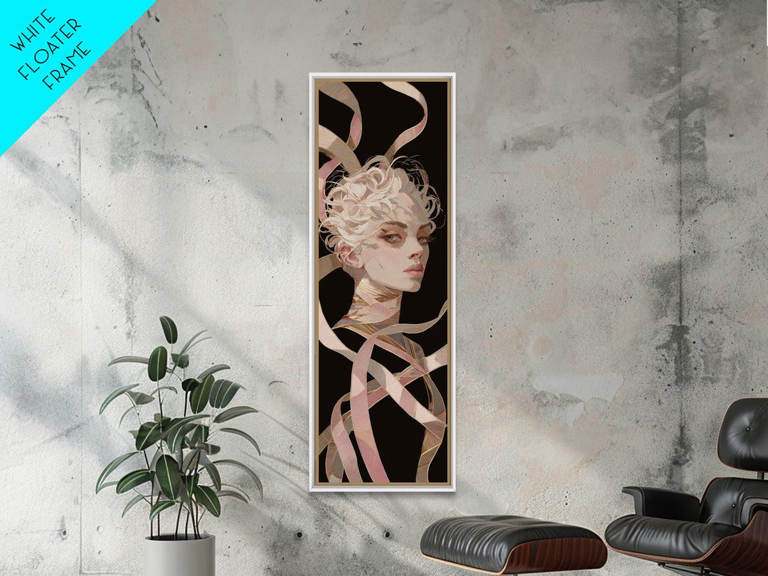 Hair Strands Turning into Abstract Ribbons Canvas Print, Hair Salon Art, Black Wall Art, Living Room Decor, Fine Art, Style, HSA-1x3-33