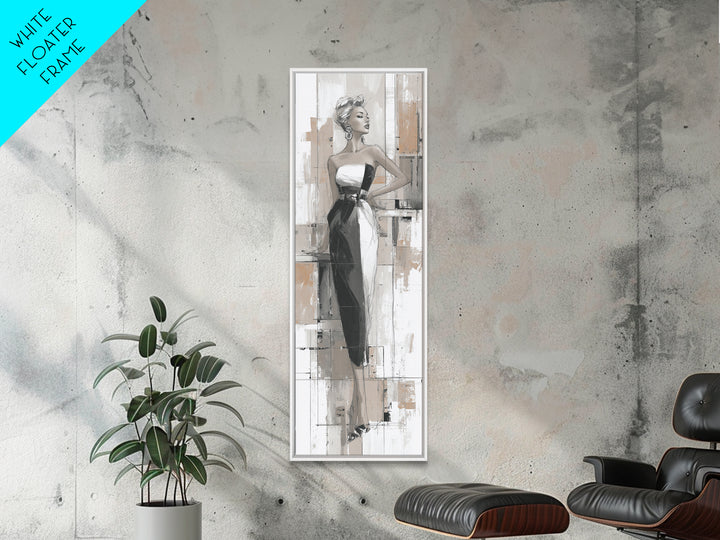 Black and White Line Art Salon Figure Canvas Print, Hair Salon Art, Metal Wall Art, Living Room Decor, Fine Art, Style, HSA-1x3-43