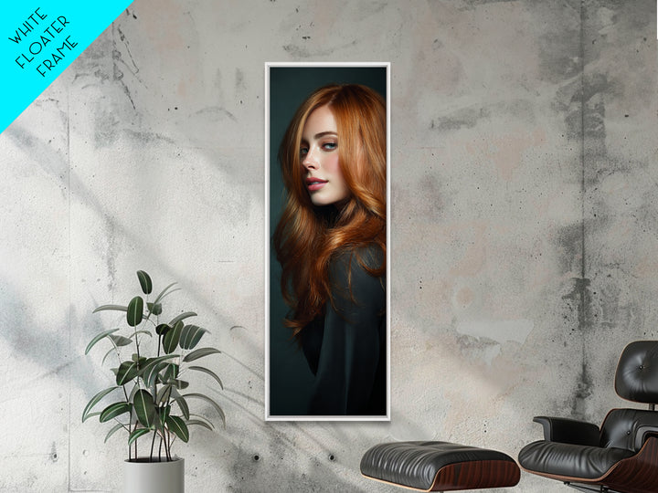 Copper Hair Silhouette Framed Canvas Print, Hair Salon Art, Girls Room Decor, Living Room Decor, Fine Art, Style, HSA-1x3-46
