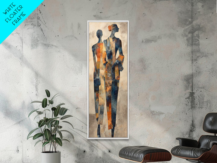 Fashion Portrait with Flowing Glossy Hair Framed Canvas Print, Hair Salon Art, Textured Painting, Living Room Decor, Style, HSA-1x3-61