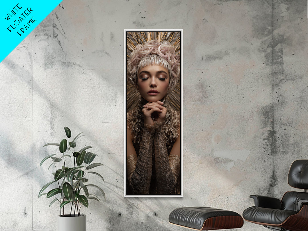 Glamour Face Portrait Canvas Print, Hair Salon Art, Black Wall Art, Living Room Decor, Oil Painting, Style, Afrocentric Art, HSA-1x3-68