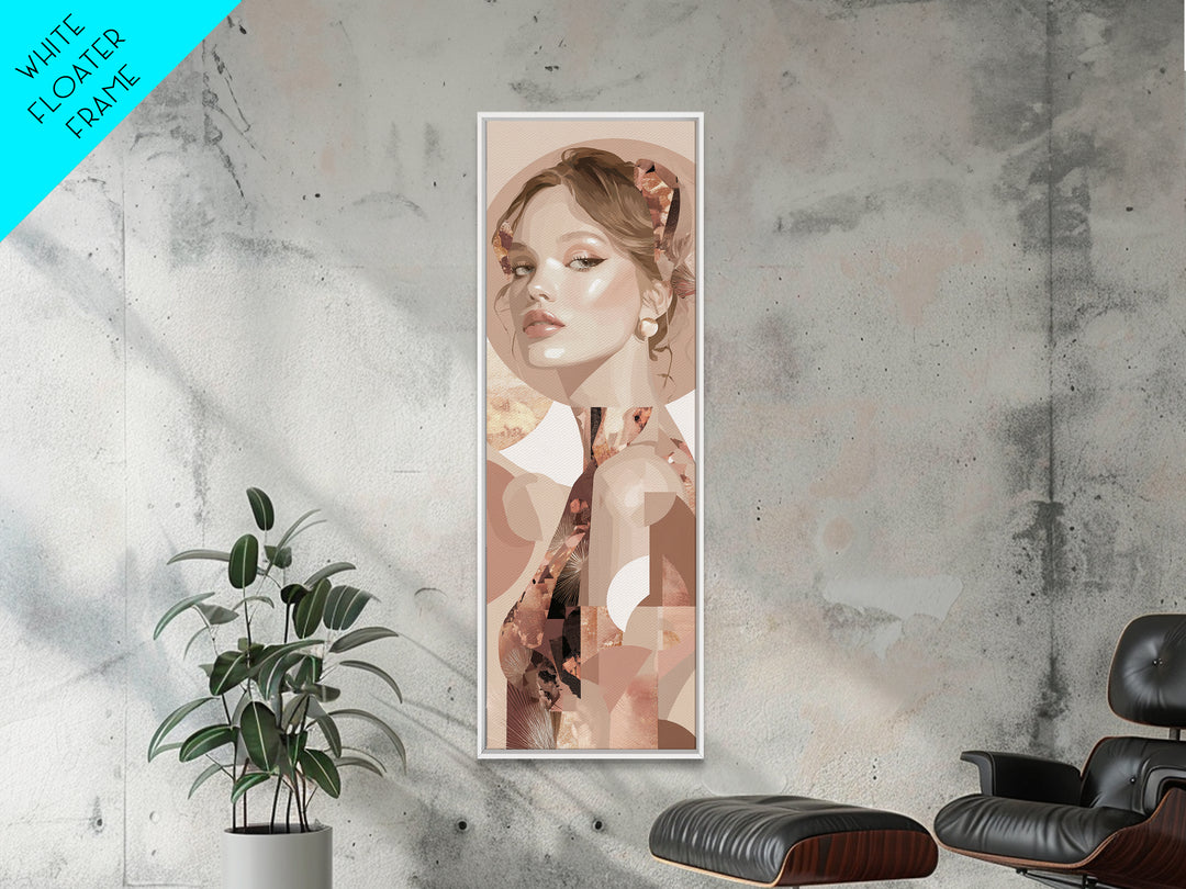 Mod 1960s Beauty Portrait Canvas Print, Hair Salon Art, Contemporary Art, Living Room Decor, Oil Painting, Style, Modern Art, HSA-1x3-7