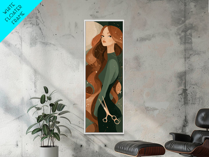Copper Hair Silhouette Framed Canvas Print, Hair Salon Art, Girls Room Decor, Living Room Decor, Fine Art, Style, HSA-1x3-70
