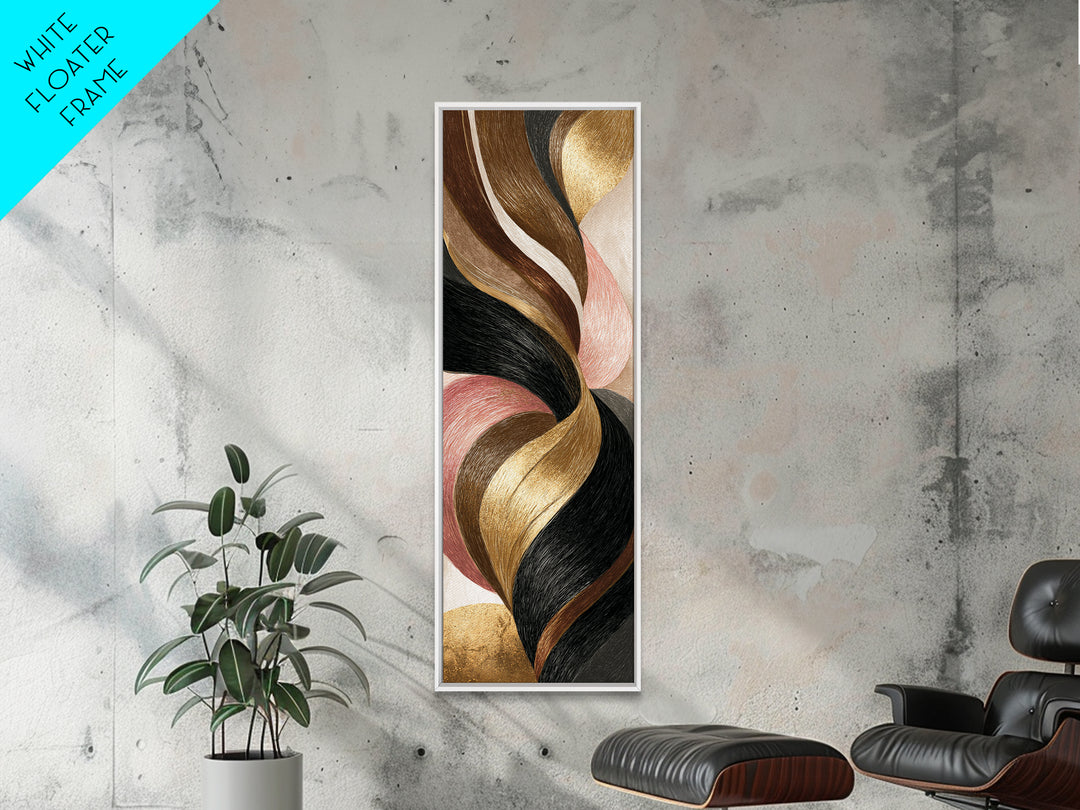 Luxury Black and Gold Beauty Emblem Framed Canvas Print, Hair Salon Art, Black Art, Living Room Decor, Fine Art, Style, HSA-1x3-84