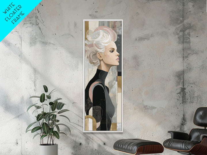 Abstract Hair Strands Forming Elegant Waves Framed Canvas Print, Hair Salon Art, Hairstylist, Living Room Decor, Abstract Art, HSA-1x3-87