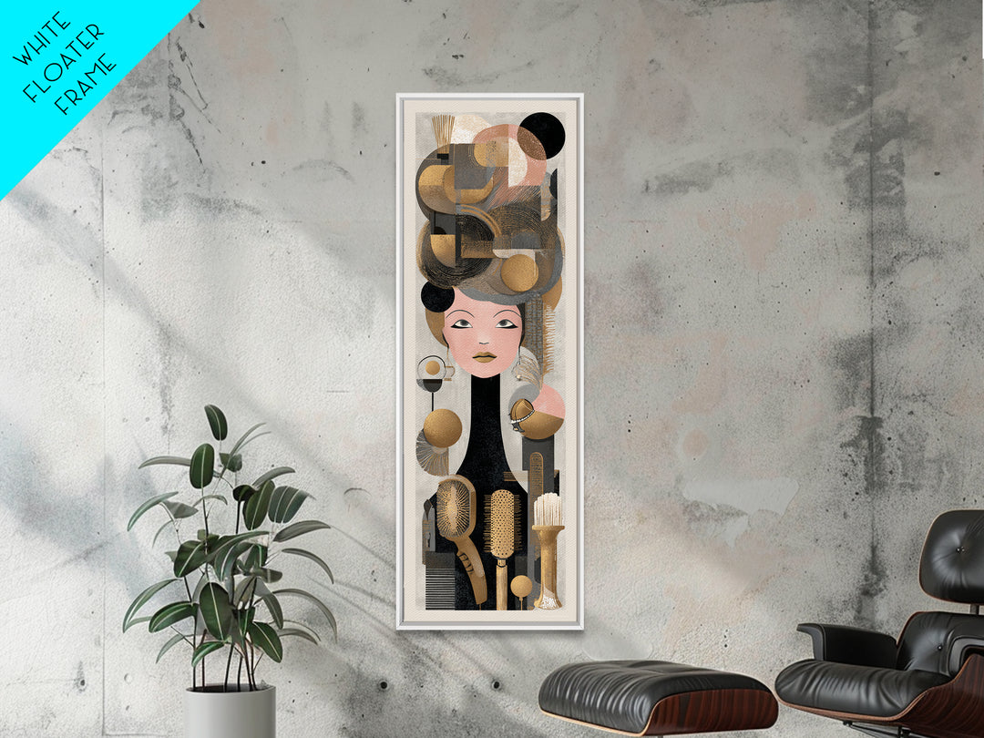 Hairdryer and Brush Canvas Print, Hair Salon Art, Minimalist Decor, Living Room Decor, Fine Art, Style, Black Wall Art, HSA-1x3-93