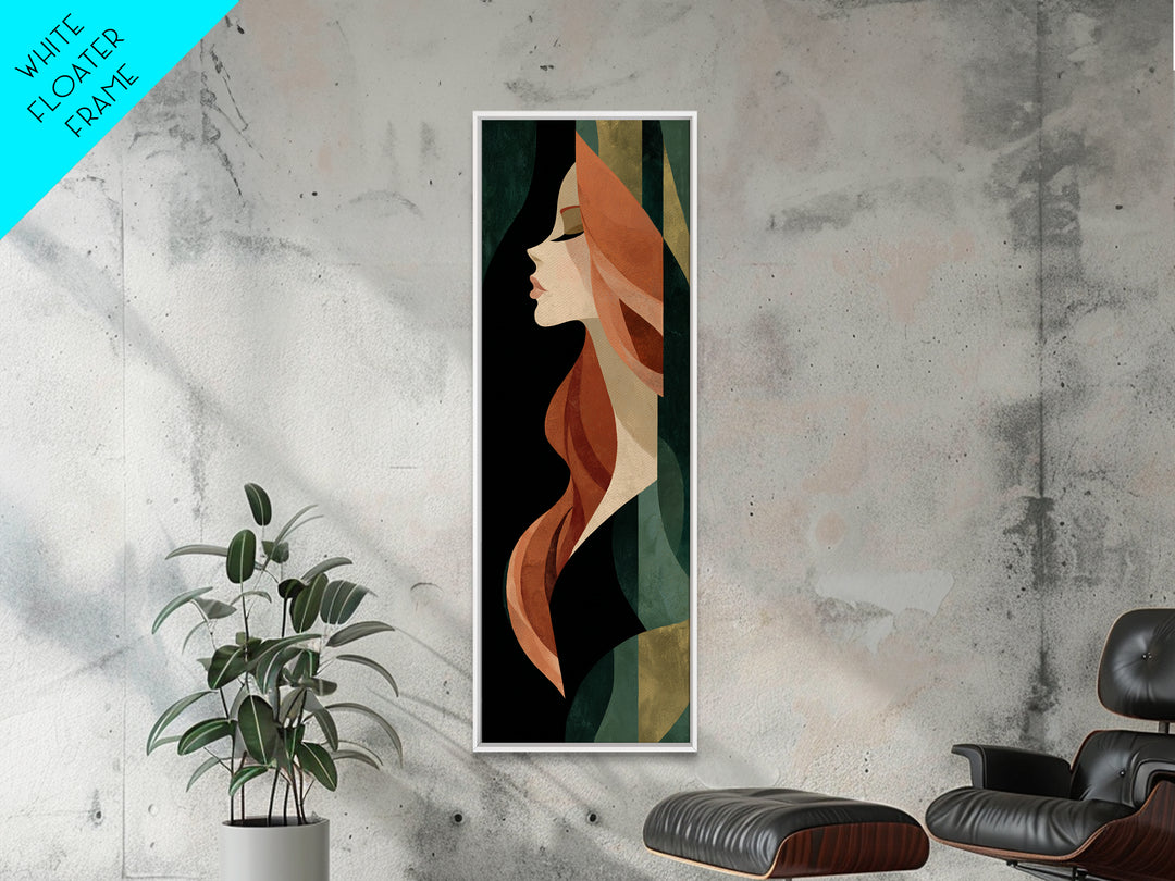 Copper Hair Silhouette Canvas Print, Hair Salon Art, Modern Decor, Living Room Decor, Fine Art, Style, Digital Prints, HSA-1x3-94