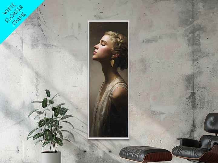 Minimal Female Profile Framed Canvas Print, Hair Salon Art, Black Owned Art, Living Room Decor, Abstract Art, Style, HSA-1x3-96
