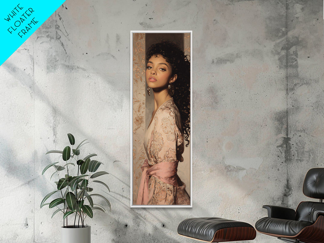 Curly Hair Portrait Canvas Print, Hair Salon Art, Hairdresser Gift, Living Room Decor, Fine Art, Style, Textured Painting, HSA-1x3-99