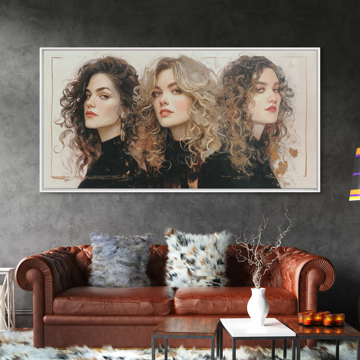 Curly Hair Portrait Framed Canvas Print, Hair Salon Art, Digital Download Art, Living Room Decor, Fine Art, Style, Home Decor, HSA-2x1-11