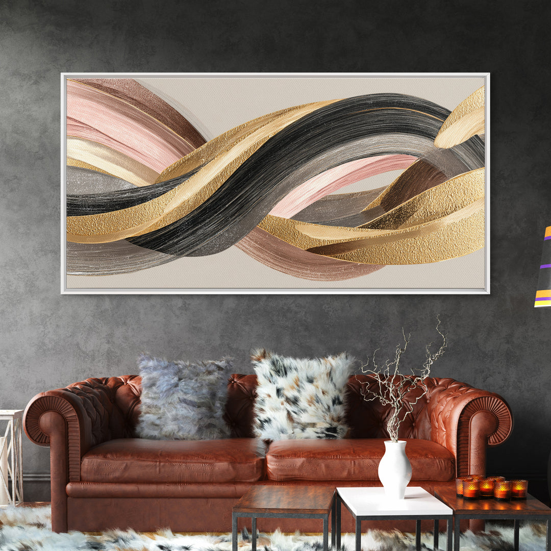 Hair Strands Turning into Abstract Ribbons Canvas Print, Hair Salon Art, Living Room Decor, Abstract Art, Style, HSA-2x1-17