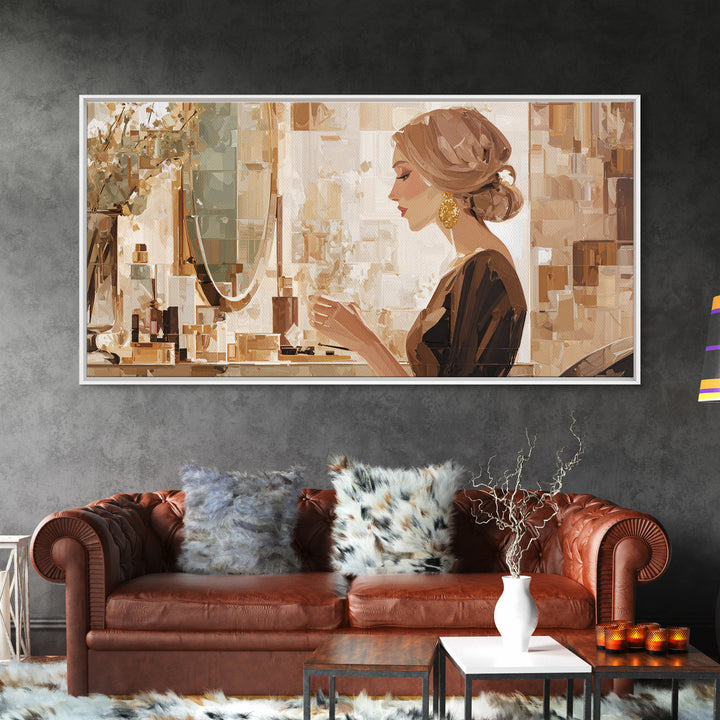 Minimal Female Profile Canvas Print, Hair Salon Art, Contemporary Art, Living Room Decor, Oil Painting, Style, Modern Art, HSA-2x1-32