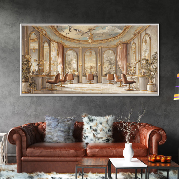 Luxury Black and Gold Beauty Emblem Canvas Print, Hair Salon Art, Textured Painting, Living Room Decor, Abstract Art, Style, HSA-2x1-44