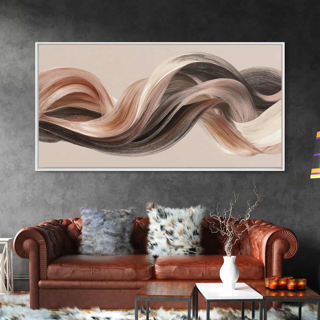 Abstract Hair Strands Forming Elegant Waves Canvas Print, Hair Salon Art, Modern Art, Living Room Decor, Abstract Art, Style, HSA-2x1-47