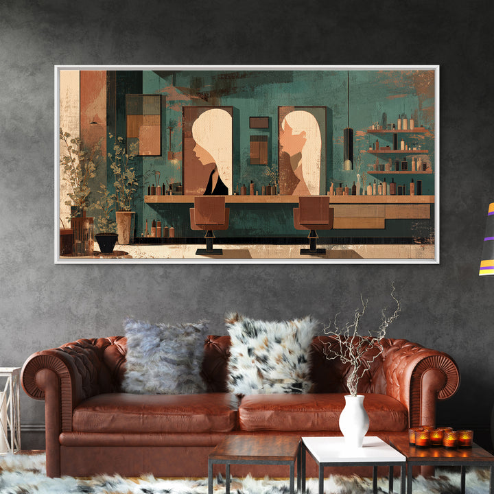 Copper Hair Silhouette Canvas Print, Hair Salon Art, Contemporary Art, Living Room Decor, Fine Art, Style, Modern Art, HSA-2x1-54