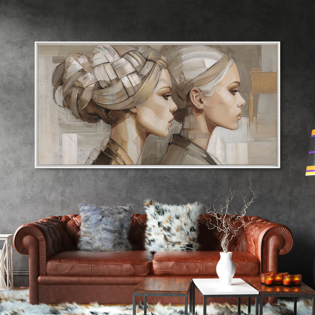 Braided Hairstyle Study Framed Canvas Print, Hair Salon Art, African American Art, Living Room Decor, Fine Art, Style, HSA-2x1-55