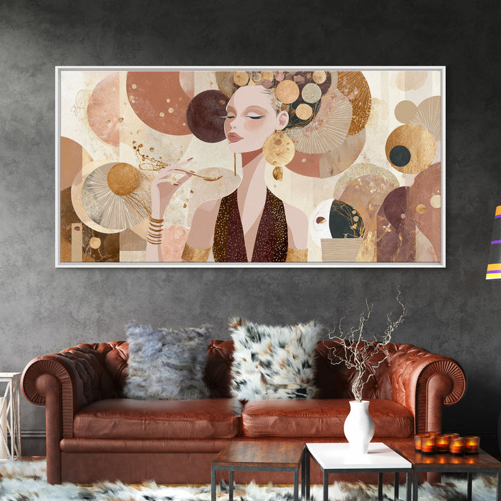 Colorful Fashion Illustration of a Stylish Woman Canvas Print, Hair Salon Art, Living Room Decor, Oil Painting, Style, HSA-2x1-57