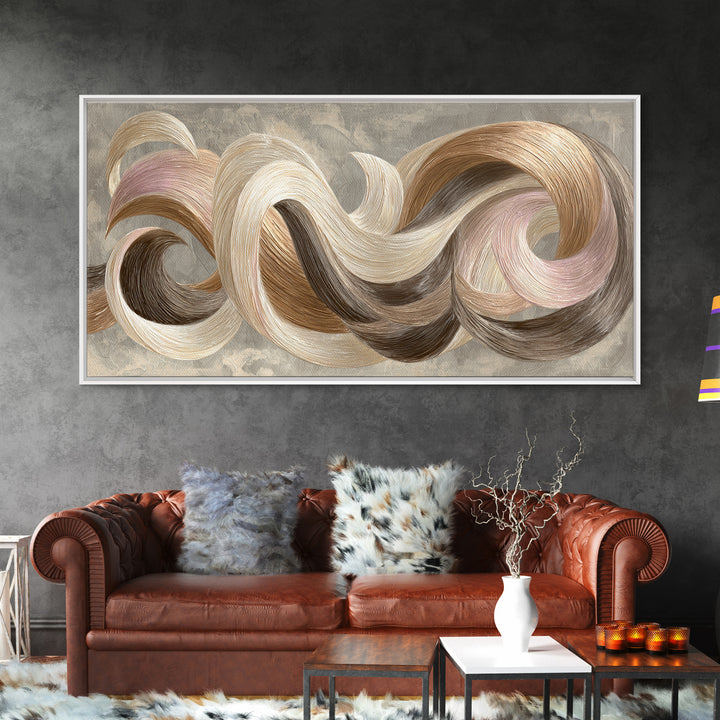Abstract Hair Strands Forming Elegant Waves Canvas Print, Hair Salon Art, Afrocentric Art, Living Room Decor, Fine Art, Style, HSA-2x1-71