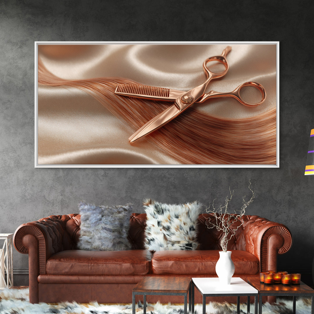 Rose Gold Salon Tool Still Life Canvas Print, Hair Salon Art, Wall Art, Living Room Decor, Fine Art, Style, Minimalist Wall Art, HSA-2x1-82
