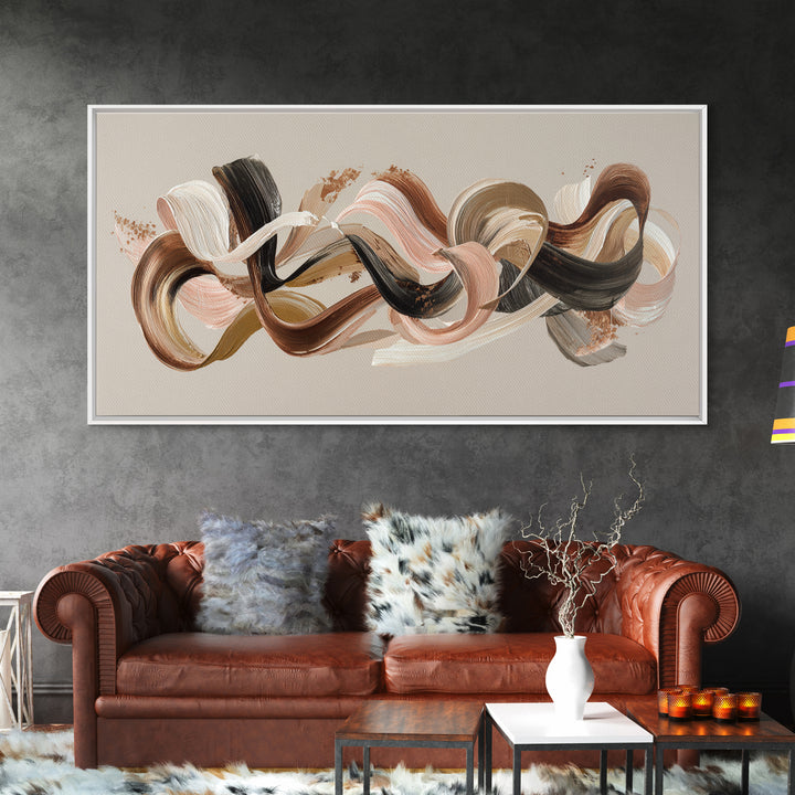 Hair Strands Turning into Abstract Ribbons Canvas Print, Hair Salon Art, Black Wall Art, Living Room Decor, Fine Art, Style, HSA-2x1-89