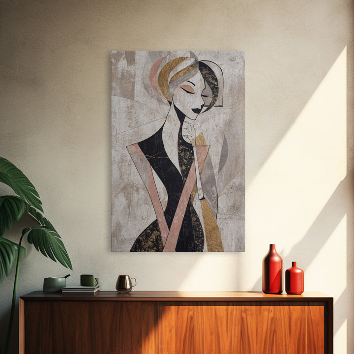Black and White Line Art Salon Figure Canvas Print, Hair Salon Art, Home Decor, Living Room Decor, Fine Art, Style, HSA-2x3-15