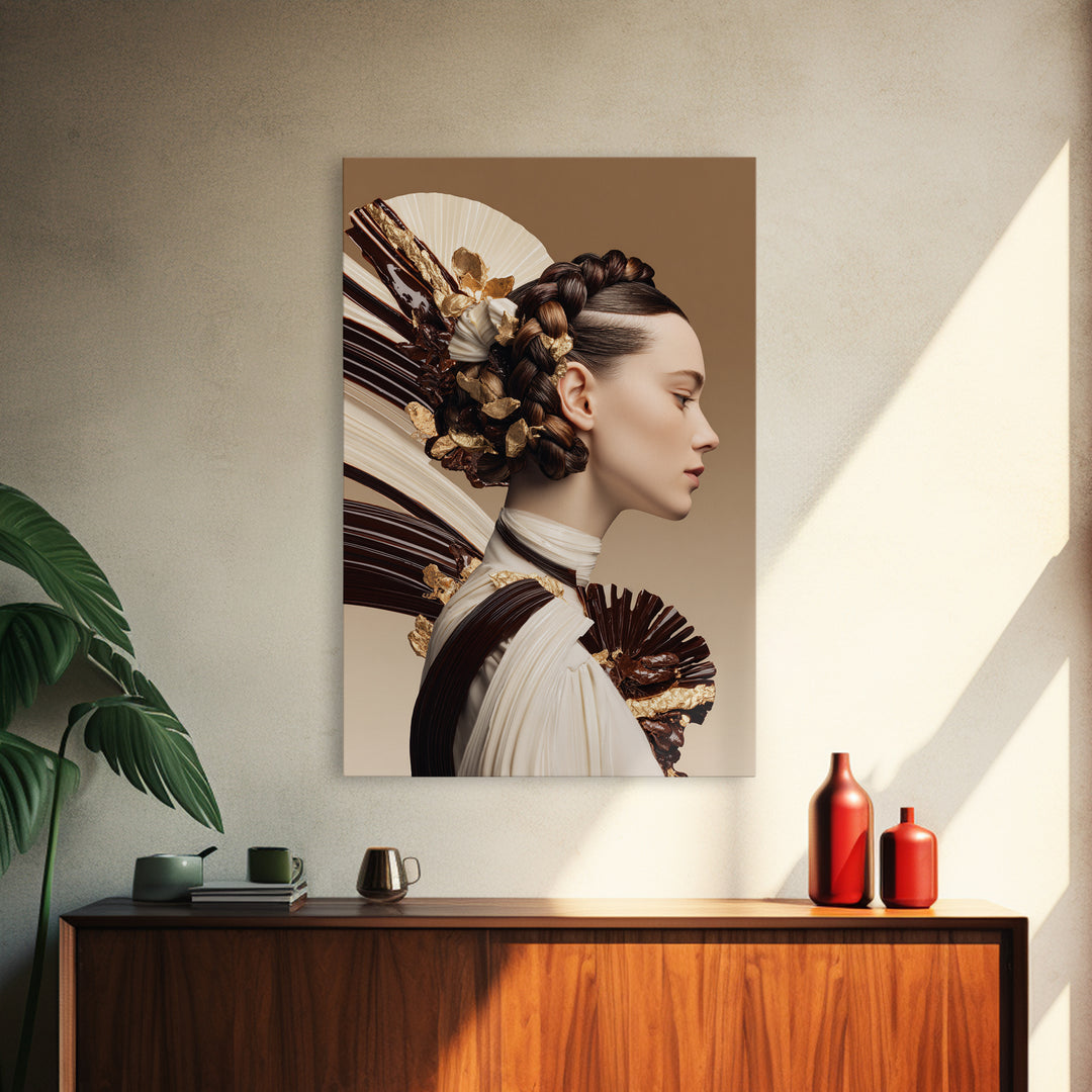 Braided Hairstyle Study Framed Canvas Print, Hair Salon Art, Gallery Decor, Living Room Decor, Fine Art, Style, Wall Art, HSA-2x3-19