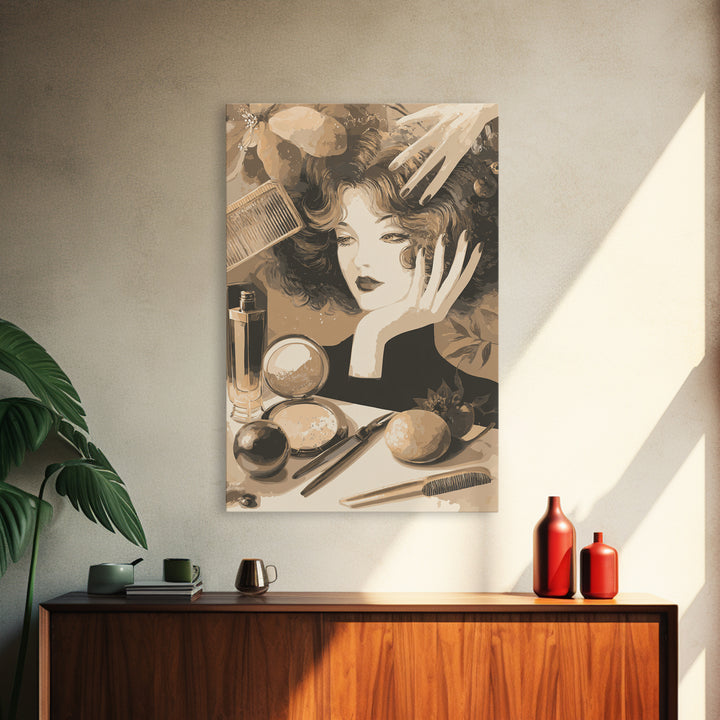 Luxury Black and Gold Beauty Emblem Canvas Print, Hair Salon Art, Salon Sign, Living Room Decor, Fine Art, Style, Luxury Decor, HSA-2x3-32