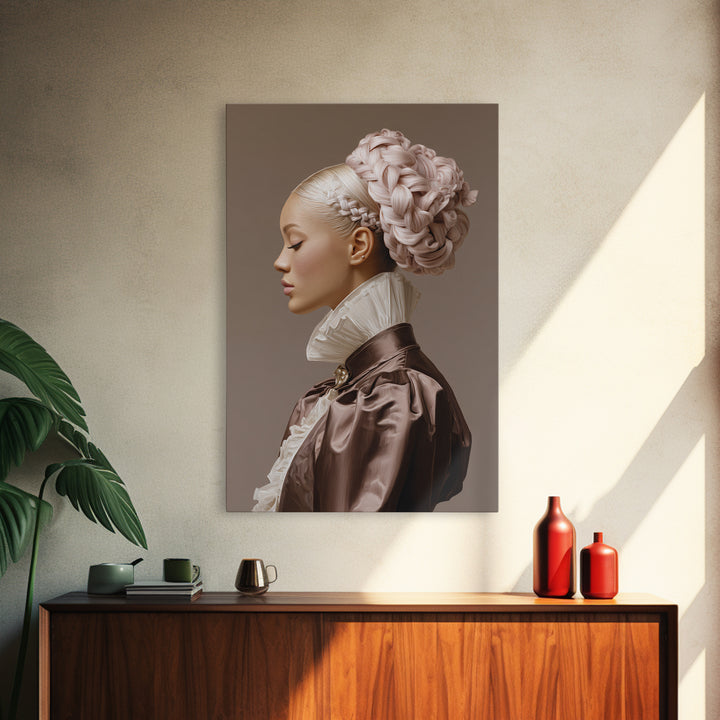 Braided Hairstyle Study Framed Canvas Print, Hair Salon Art, Contemporary Art, Living Room Decor, Fine Art, Style, Modern Art, HSA-2x3-43