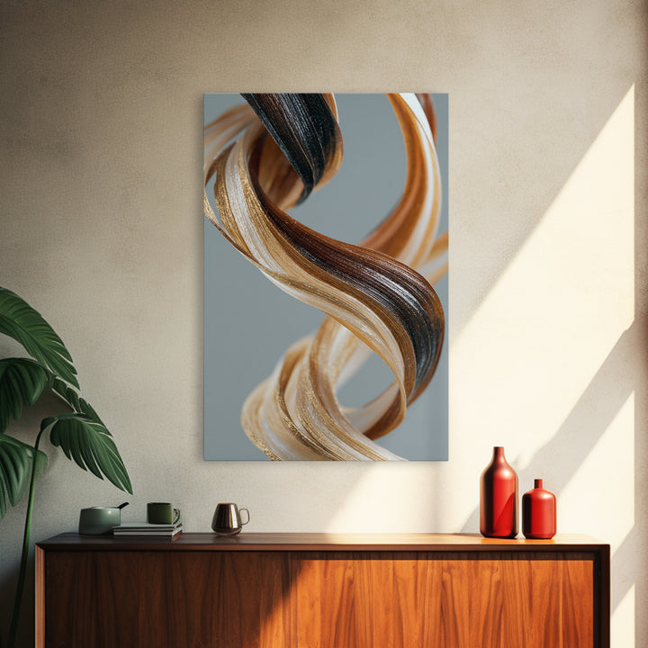 Hair Strands Turning into Abstract Ribbons Canvas Print, Hair Salon Art, Printable Wall Art, Living Room Decor, Style, HSA-2x3-53