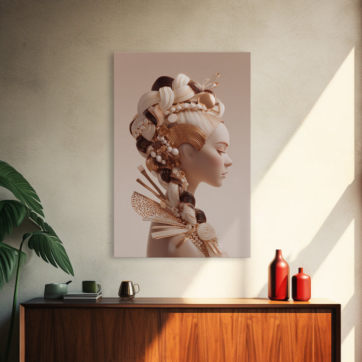Braided Hairstyle Study Canvas Print, Hair Salon Art, Art Print, Living Room Decor, Fine Art, Style, Black Owned Art, HSA-2x3-67