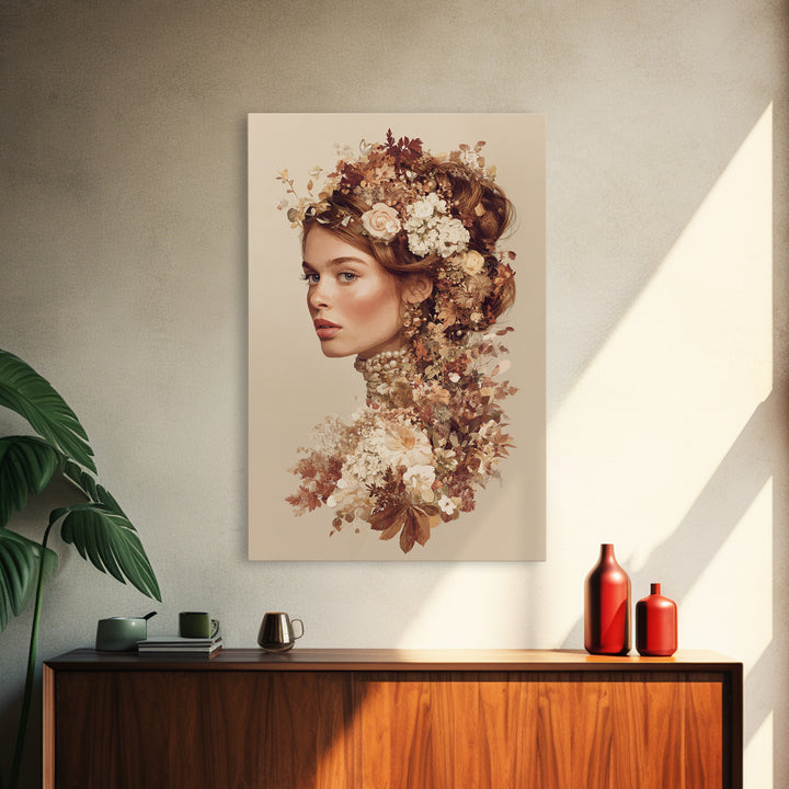 Botanical Hairstyle Portrait Canvas Print, Hair Salon Art, Digital Art, Living Room Decor, Style, Digital Download Art, HSA-2x3-86