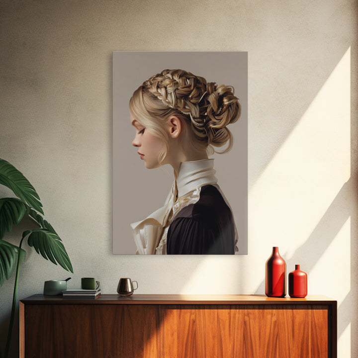 Braided Hairstyle Study Canvas Print, Hair Salon Art, Black Woman Art, Living Room Decor, Fine Art, Style, Hairdresser Gifts, HSA-2x3-91