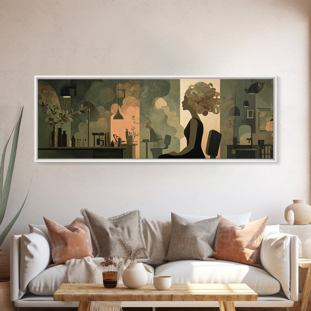Copper Hair Silhouette Framed Canvas Print, Hair Salon Art, Art Print, Living Room Decor, Fine Art, Style, Black Owned Art, HSA-3x1-2