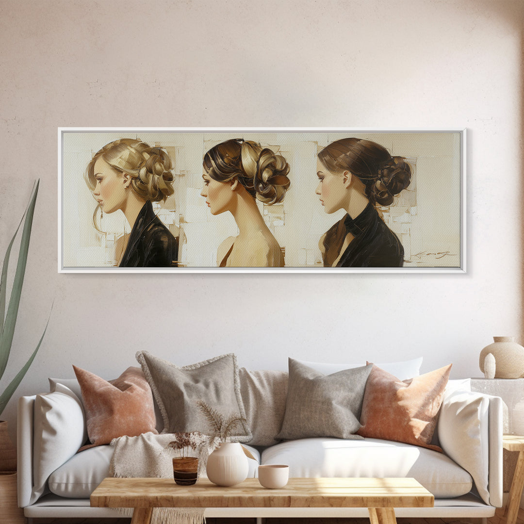 Braided Hairstyle Study Canvas Print, Hair Salon Art, Home Decor, Living Room Decor, Fine Art, Style, Contemporary Art, HSA-3x1-3