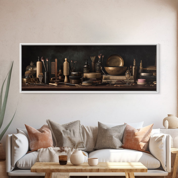Luxury Black and Gold Beauty Emblem Canvas Print, Hair Salon Art, Home Decor, Living Room Decor, Fine Art, Style, HSA-3x1-40