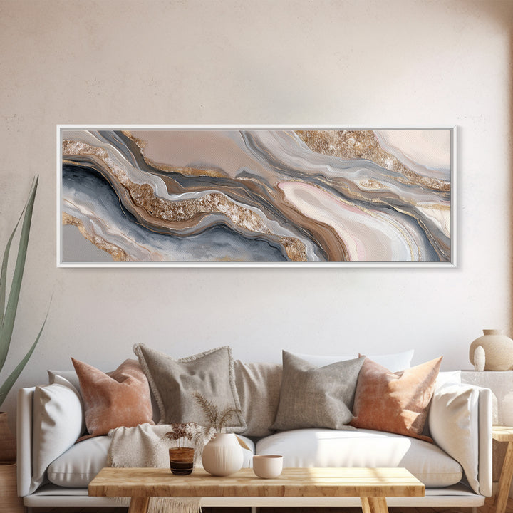 Abstract Hair Strands Forming Elegant Waves Canvas Print, Hair Salon Art, Art, Living Room Decor, Abstract Art, Style, HSA-3x1-43