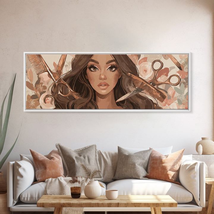 Glamour Face Portrait Canvas Print, Hair Salon Art, Luxury Decor, Living Room Decor, Fine Art, Style, Printable Wall Art, HSA-3x1-48