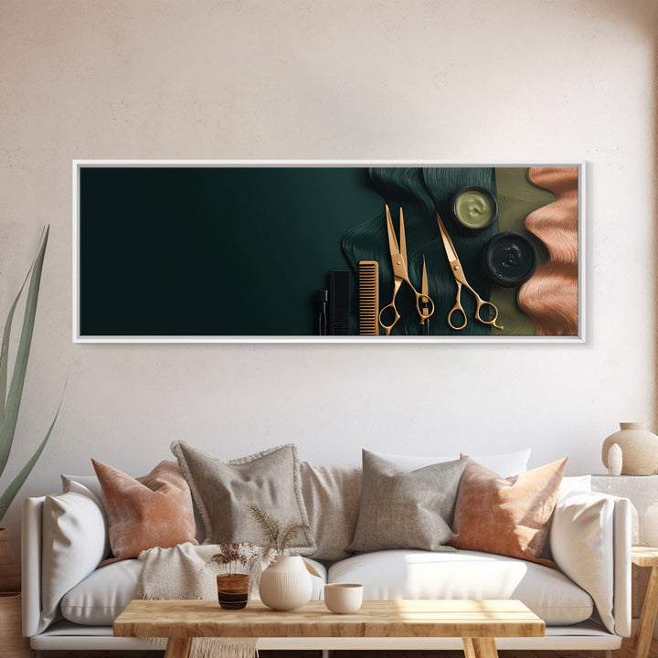 Copper Hair Silhouette Canvas Print, Hair Salon Art, Black Wall Art, Living Room Decor, Watercolor Art, Style, Afrocentric Art, HSA-3x1-50