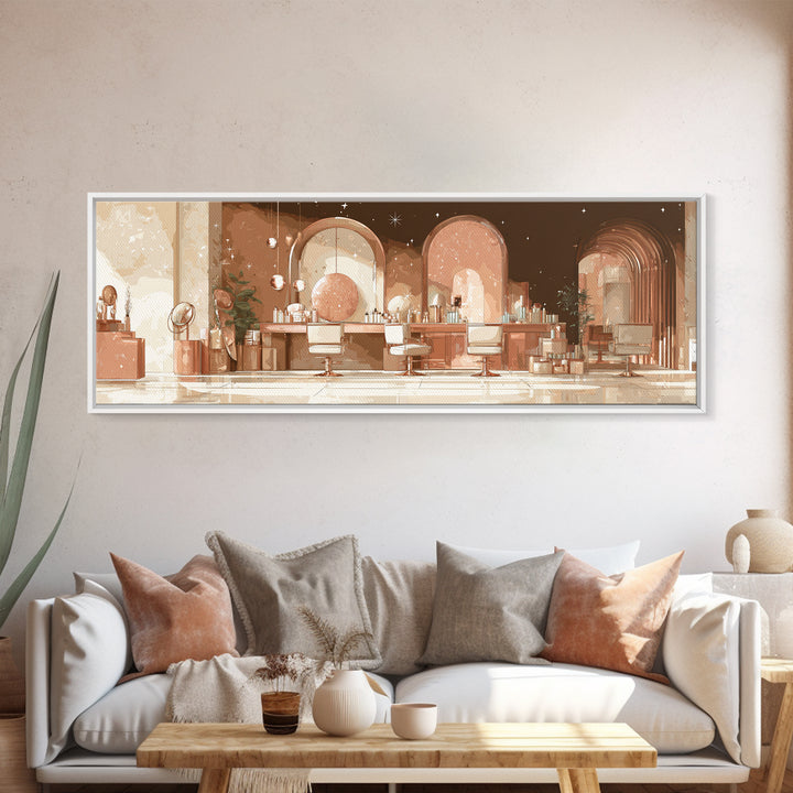 Rose Gold Salon Tool Still Life Canvas Print, Hair Salon Art, Afrocentric Art, Living Room Decor, Style, Statement Artwork, HSA-3x1-54