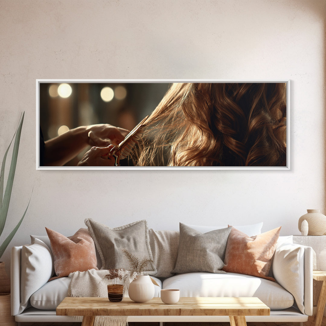 Elegant Hands Styling Hair Canvas Print, Hair Salon Art, Home Decor, Living Room Decor, Oil Painting, Style, Contemporary Art, HSA-3x1-62